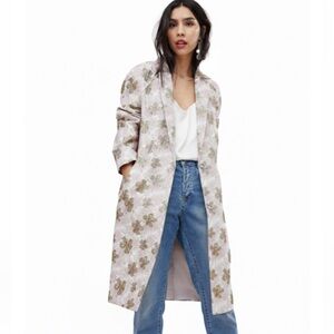 ASOS  Metallic Floral Embroidered Slim Coat 
Size 0 New With Tags!